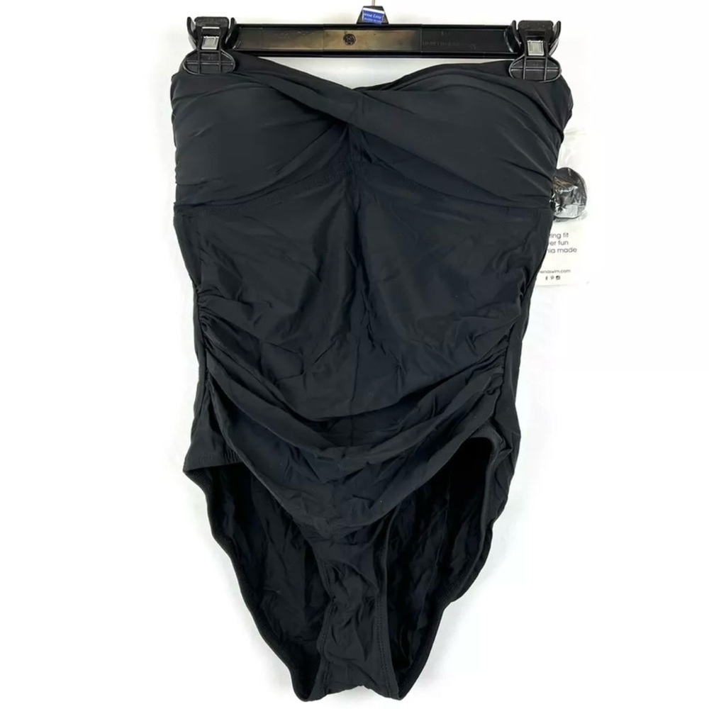 Athena Women's Solid Twist Bandeau One-Piece Swimsuit Size 8